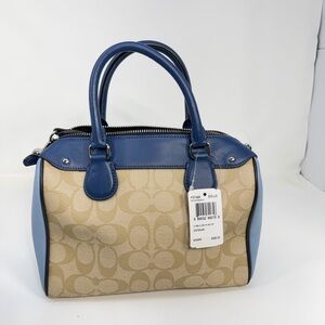 Coach Blue and Tan Signature Satchel